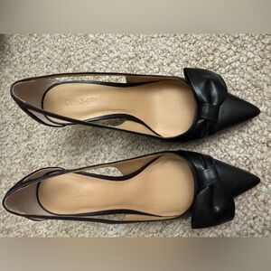 Macy's Black Pointed Toe Heels with Bow